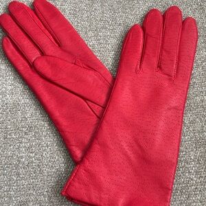 ✨Vintage Lipstick Red 100% Leather Gloves
